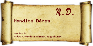 Mandits Dénes névjegykártya